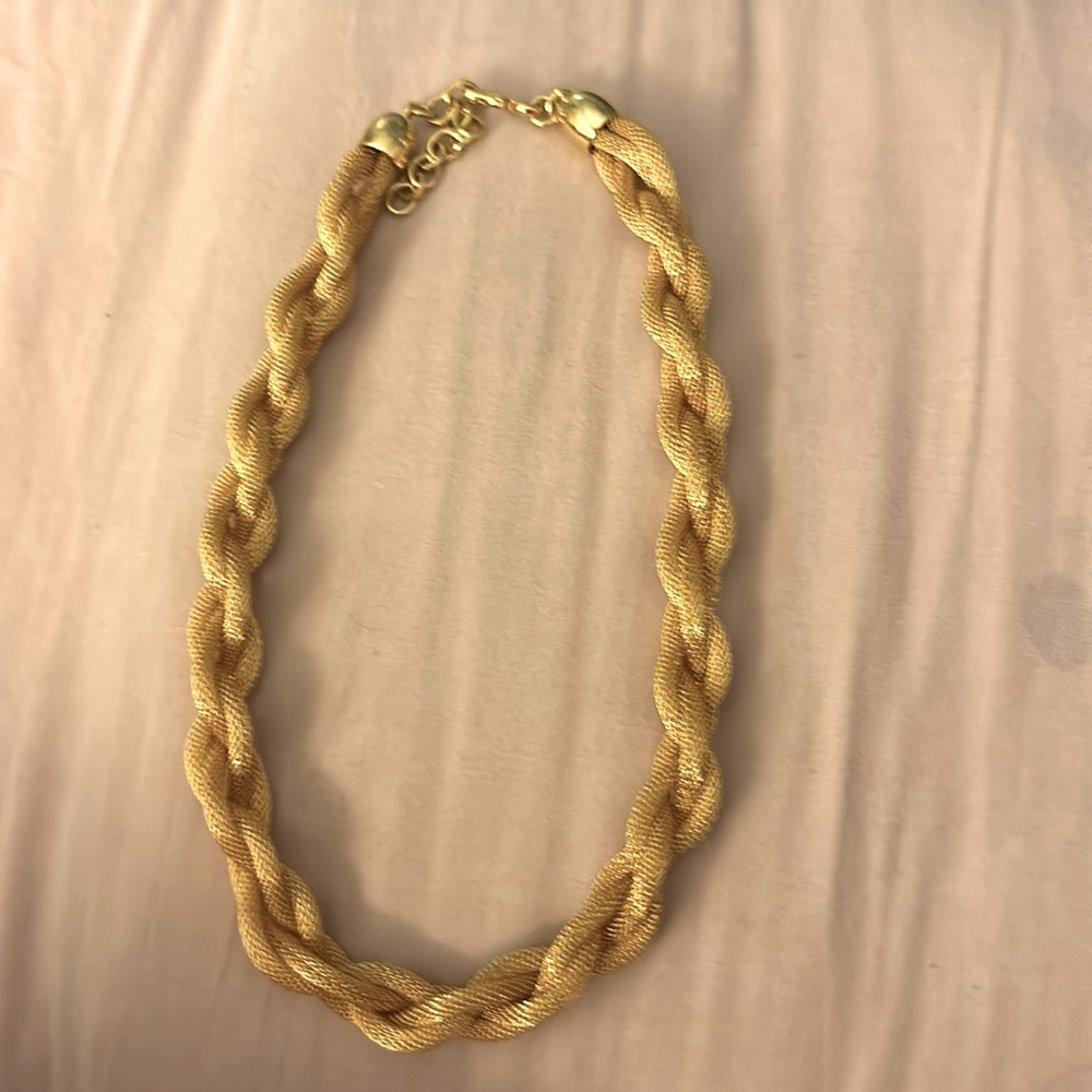 VINTAGE 80’s-90’s MONET GOLD-PLATED BRAIDED ROPE 14-16” CHOKER NECKLACE JEWELRY